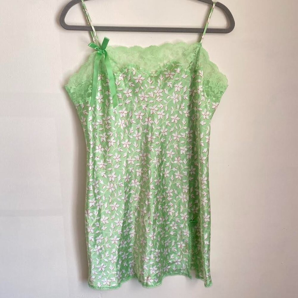 Y2K Victoria Secret Angels Green Floral Slip Dress